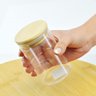 Kit 3 Potes de Vidro Hermético Vidro e Bambu 200, 450, 600ml - 8