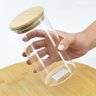 Kit 3 Potes de Vidro Hermético Vidro e Bambu 200, 450, 600ml - 4