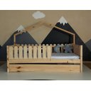 Ver imagem 1 de Bicama Solteirão Base Moldura Montessoriana Madeira Maciça Pinus - Verniz Incolor - Grade Cercadinho