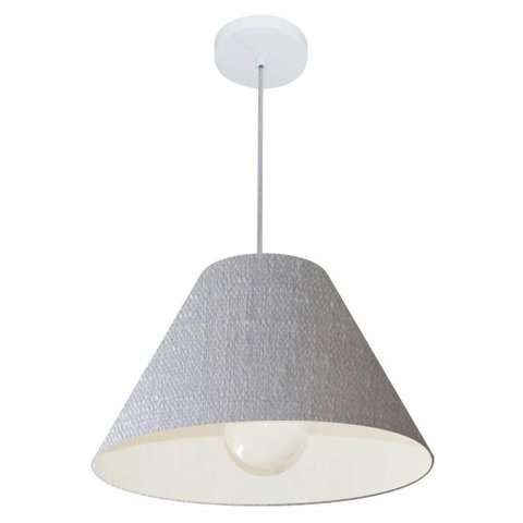 Lustre Pendente Cone Vivare Md-4078 Cúpula em Tecido 25/40x15cm - Bivolt Rustico-cinza 127/220v
