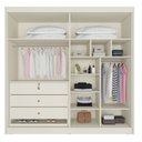 Ver imagem 2 de Guarda Roupa Solteiro com Espelho 4 Portas 3 Gavetas Nantes Bege/Off White