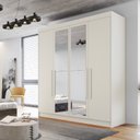 Ver imagem 1 de Guarda Roupa Solteiro com Espelho 4 Portas 3 Gavetas Nantes Bege/Off White
