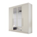 Ver imagem 3 de Guarda Roupa Solteiro com Espelho 4 Portas 3 Gavetas Nantes Bege/Off White