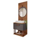 Ver imagem 2 de Gabinete Suspenso com Cuba, Painel Ripado e Espelheira 60cm Mari Espresso Móveis Cinza/Titanium
