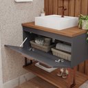 Ver imagem 4 de Gabinete Suspenso com Cuba, Painel Ripado e Espelheira 60cm Mari Espresso Móveis