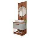 Ver imagem 2 de Gabinete Suspenso com Cuba, Painel Ripado e Espelheira 60cm Mari Espresso Móveis