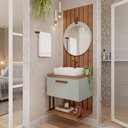 Ver imagem 1 de Gabinete Suspenso com Cuba, Painel Ripado e Espelheira 60cm Mari Espresso Móveis