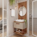 Ver imagem 1 de Gabinete Suspenso com Cuba, Painel Ripado e Espelheira 60cm Mari Espresso Móveis