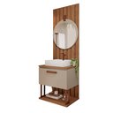 Ver imagem 2 de Gabinete Suspenso com Cuba, Painel Ripado e Espelheira 60cm Mari Espresso Móveis