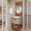 Ver imagem 1 de Gabinete Suspenso com Cuba, Painel Ripado e Espelheira 60cm Mari Espresso Móveis