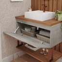 Ver imagem 4 de Gabinete Suspenso com Cuba, Painel Ripado e Espelheira 60cm Mari Espresso Móveis