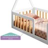 Mini Cama Montessoriana Giulia Madeira Maciça e MDF com Grade e Telhado Casatema MadeiraOriginals - 4