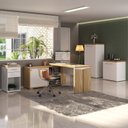 Ver imagem 1 de Kit 4 Peças Mesa em L Armário Alto Armário Baixo Gaveteiro Smart