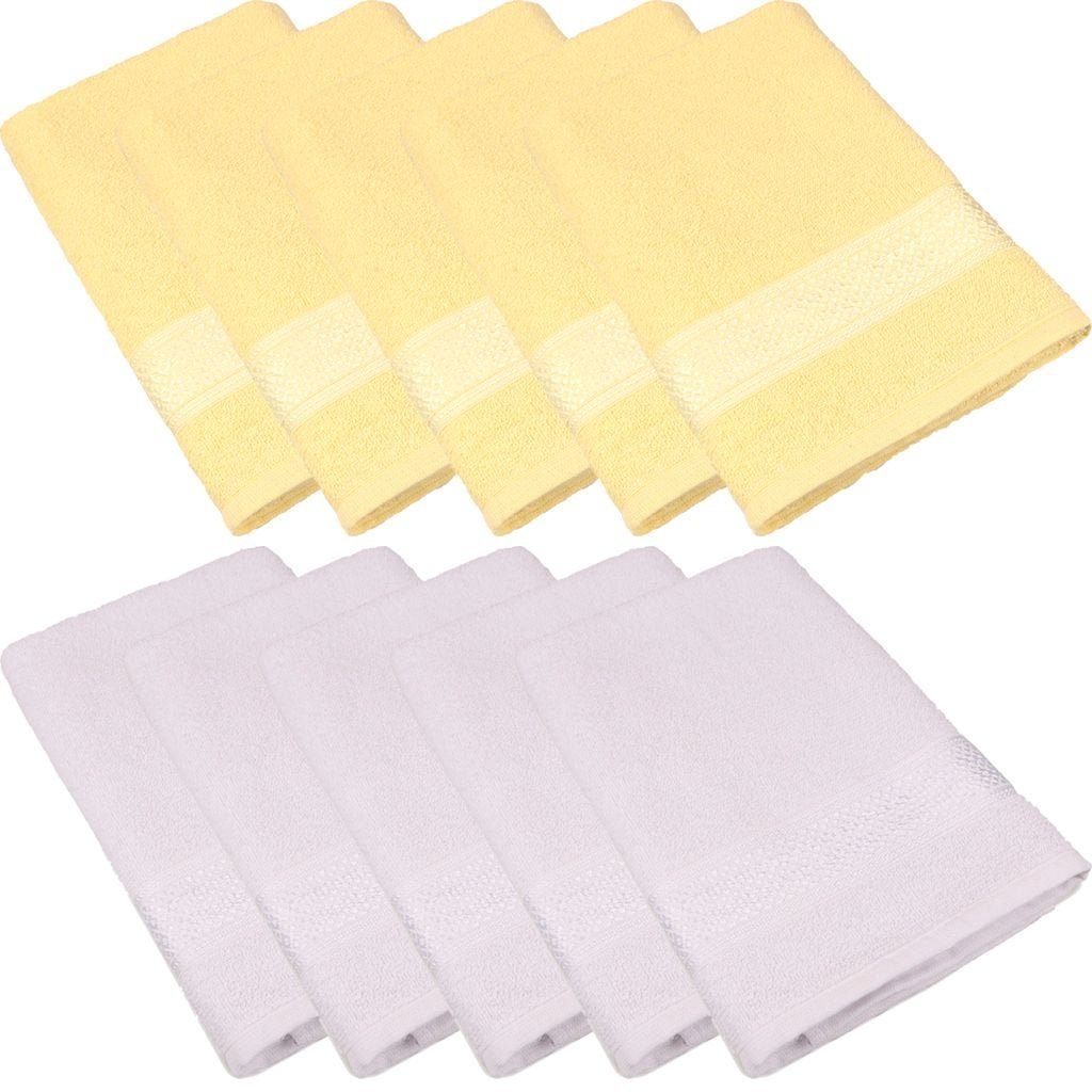 Kit 10 Toalha de Banho Atlântica Malu Delicata Amarelo/Branco - 1