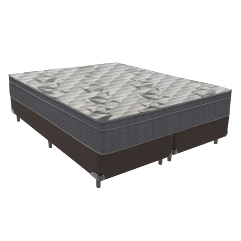 Cama Box Bipartido Casal Marrom e Colchão Airtech 100 D33 Ortobom