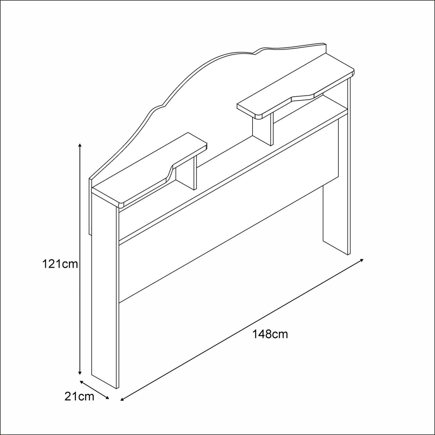 Cabeceira para Cama Box Casal com 2 Nichos Evelyn  - 3