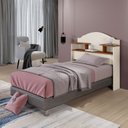 Ver imagem 1 de Cabeceira para Cama Box Solteiro 2 Nichos Evelyn Bege