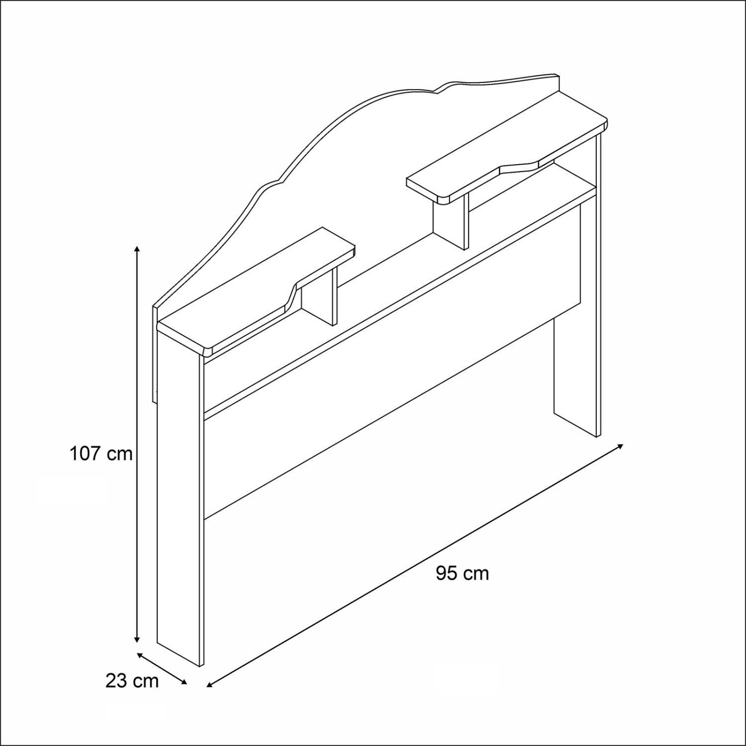 Cabeceira para Cama Box Solteiro 2 Nichos Evelyn  - 3