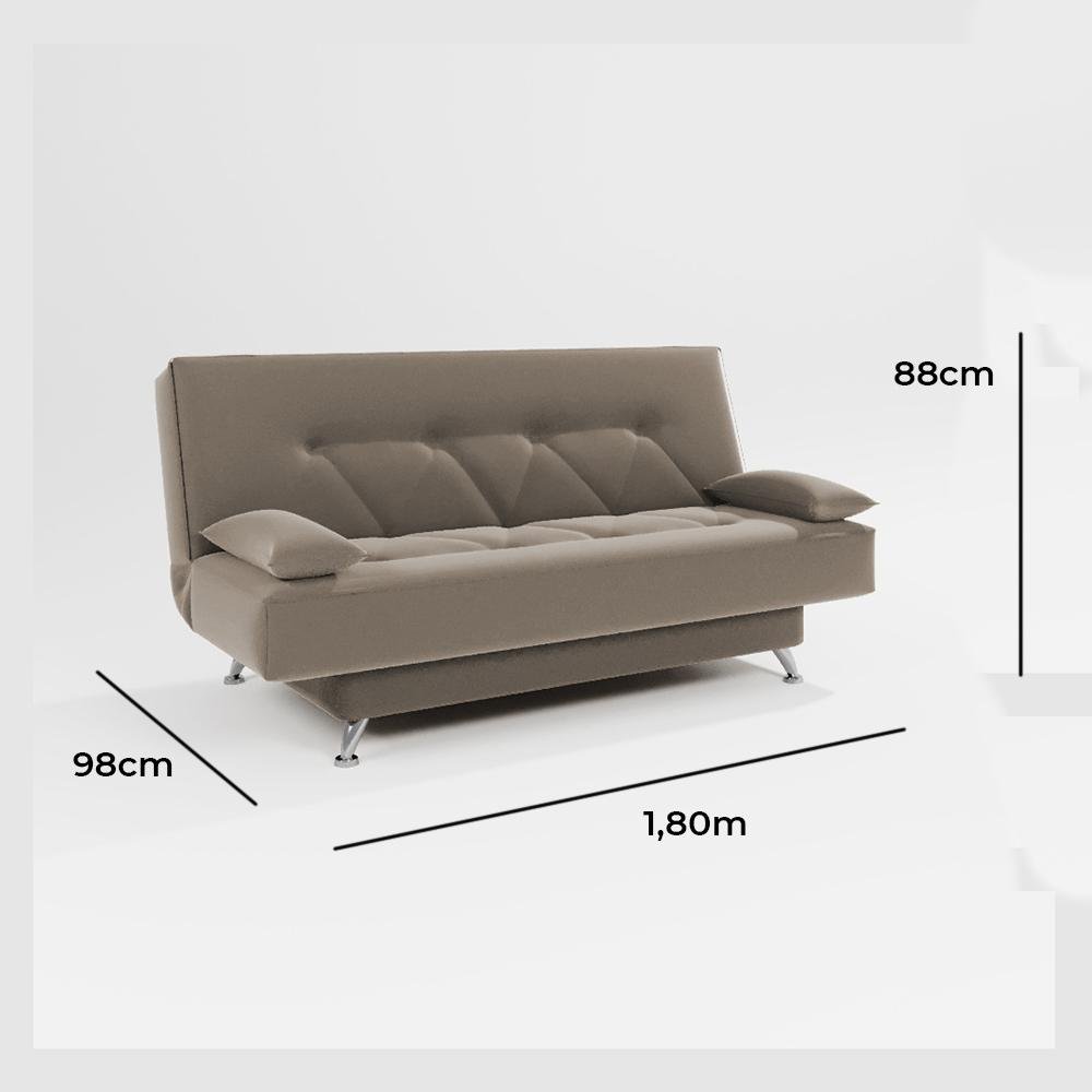 sofá cama 1,80m França Suede Cappuccino Adonai Estofados - 5