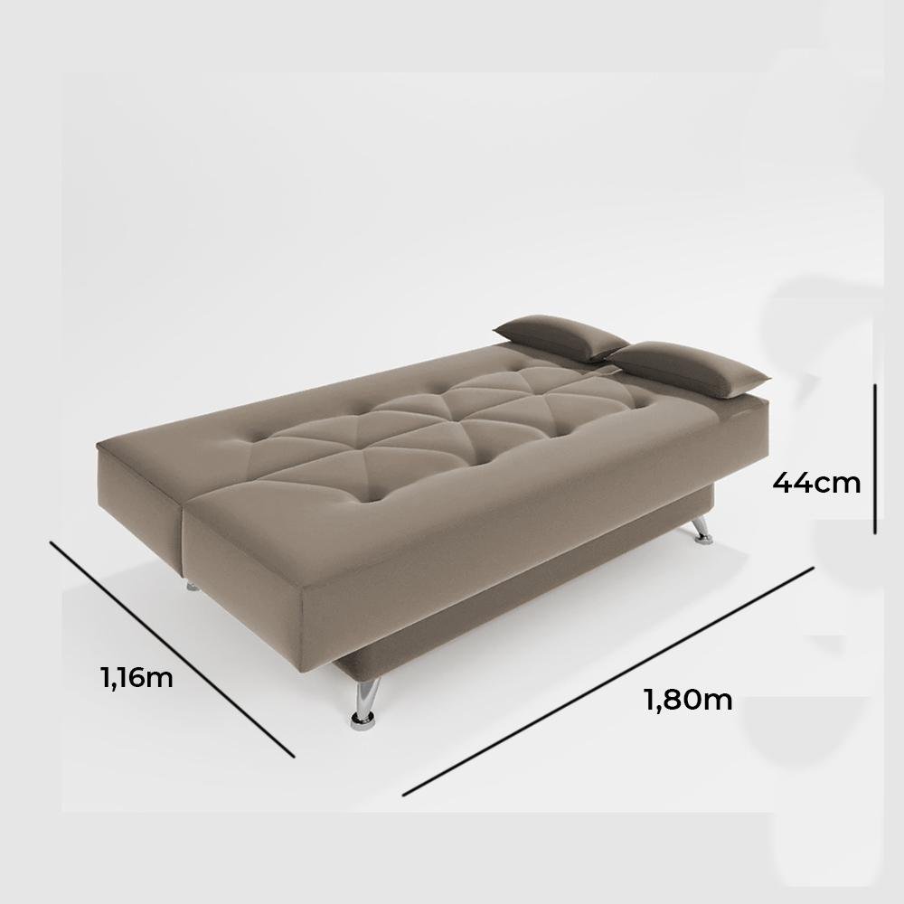 sofá cama 1,80m França Suede Cappuccino Adonai Estofados - 6