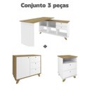 Ver imagem 2 de Conjunto 3 Peças 1 Escrivaninha em L Gold 1 Balcão Lugano 1 Gaveteiro Day Olmo Branco Artany