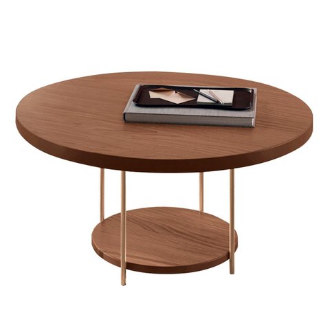 Mesa de Centro Redonda Tampo de Vidro Mindy H01 Castanho - Mpozenato