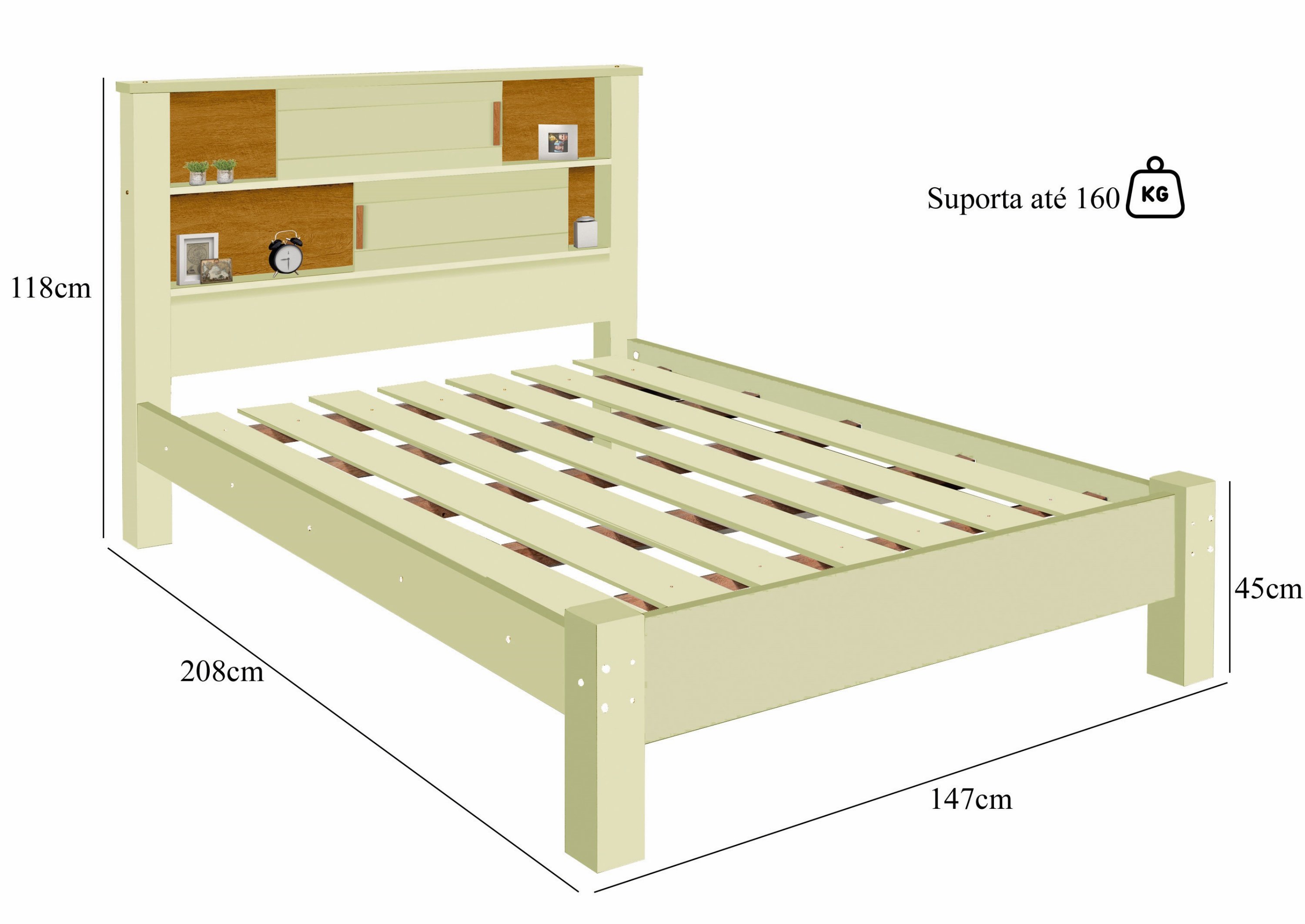 Cama Casal Cabeceira com Nichos e Portas Veneza  - 2