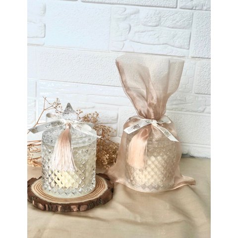 Vela Potiche Luxo Vitroux Transparente | 180gr Ellegance Aromas 3647 Morango com Chantilly