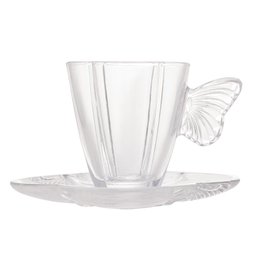 4 Xícaras Wolff de Chá de Vidro com Pires Butterfly - 3