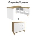 Ver imagem 2 de Conjunto 2 Peças Escrivaninha em L Gold com Balcão Lugano Olmo Branco