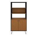 Ver imagem 7 de Kit 2 Estantes para Livros Alta com Pés de Metal Industrial 2 Portas 183CMX180CM Marrom Artany