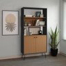 Kit 2 Estantes para Livros Alta com Pés de Metal Industrial 2 Portas 183cmx180cm - 11