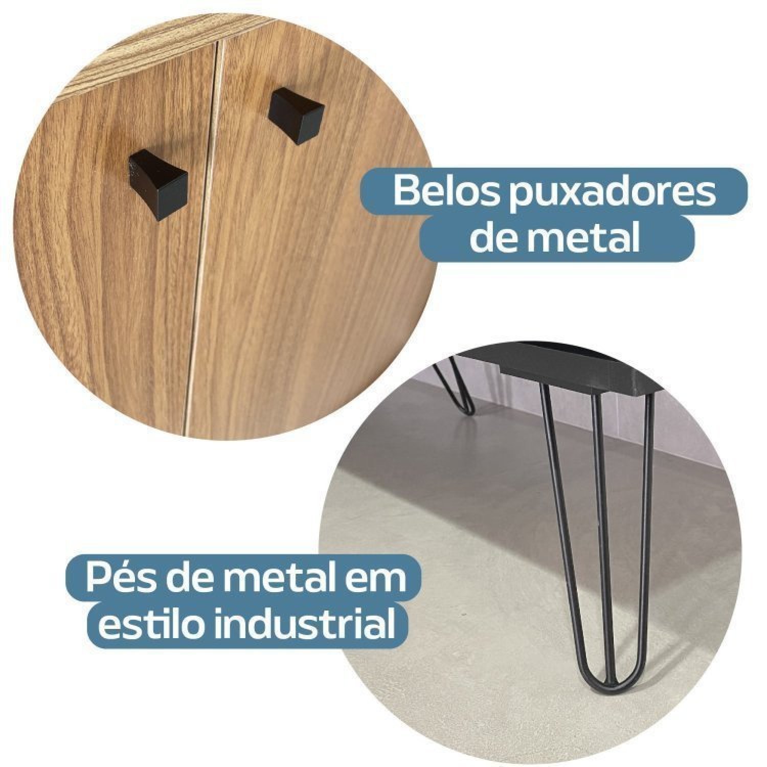 Kit 2 Estantes para Livros Alta com Pés de Metal Industrial 2 Portas 183cmx180cm - 5