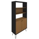 Ver mais imagens de Kit 2 Estantes para Livros Alta com Pés de Metal Industrial 2 Portas 183CMX180CM Marrom Artany