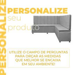Conjunto Canto Alemão com Bau para Bar Lanchonete Liso Cinza Claro 125x160cm Sofa Store - 7