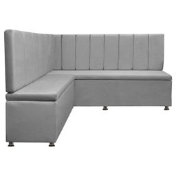 Conjunto Canto Alemão com Bau para Bar Lanchonete Liso Cinza Claro 125x160cm Sofa Store - 5