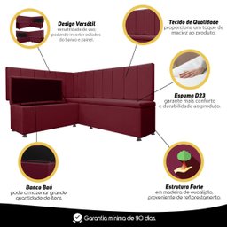 Conjunto Canto Alemão com Bau para Bar Lanchonete Liso Cinza Claro 125x160cm Sofa Store - 9