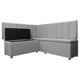 Conjunto Canto Alemão com Bau para Bar Lanchonete Liso Cinza Claro 125x160cm Sofa Store - 3