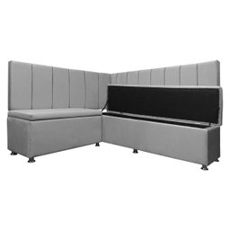 Conjunto Canto Alemão com Bau para Bar Lanchonete Liso Cinza Claro 125x160cm Sofa Store - 4