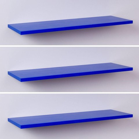 Kit com 3 Prateleiras 60 X 20cm Suporte Invisivel - Cor Azul