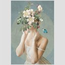 Ver imagem 2 de Quadro Moça E Flores Tela No Chassi 95X63Cm