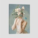 Ver imagem 1 de Quadro Moça E Flores Tela No Chassi 95X63Cm
