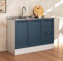 Ver imagem 1 de Balcão sem Tampo 120cm 2 Portas 2 Gavetas Yescasa Unna Branco/Azul