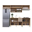 Ver imagem 3 de Cozinha Compacta 100 Mdf 5 Peças com Tampo e Vidro Canelado 280cm Duna Luciane Móveis