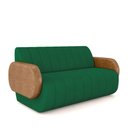 Ver imagem 2 de Sofá Decorativo Living Sala de Estar Bornéu 148cm Pés de Madeira Pu/veludo Caramelo/verde G33 - Gran