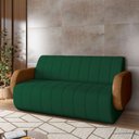 Ver imagem 1 de Sofá Decorativo Living Sala de Estar Bornéu 148cm Pés de Madeira Pu/veludo Caramelo/verde G33 - Gran