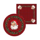 Ver imagem 2 de Kit Sousplat + Guardanapo Natal Papai Noel Xadrez Nsw 2 Peças com Base
