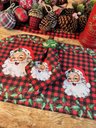 Ver imagem 3 de Kit Sousplat + Guardanapo Natal Papai Noel Xadrez Nsw 2 Peças com Base