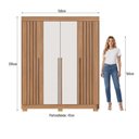 Ver imagem 3 de Guarda Roupa 4 Portas 3 Gavetas Turim Ripado com Espelho Freijó/Off White