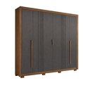 Ver imagem 2 de Guarda Roupa Casal Miletto 6 Portas 3 Gavetas Jatobá/Grafite com Pés - Santos Andirá